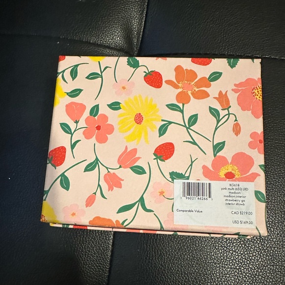 Wallet Kate Spade Boxed Madison Strawberry Garden Small Zip Around Bifold Wallet - Picture 7 of 14